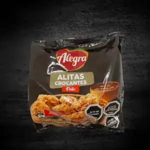 Paquete de alitas crocantes de pollo Alegría para cocinar en casa.