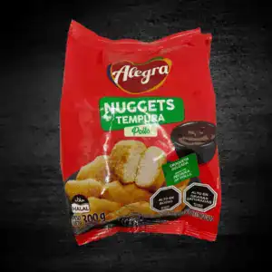 Nuggets de pollo Alegra en empaque de 300 g.